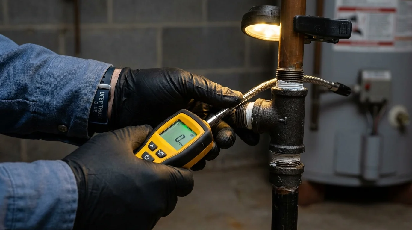 Gas leak detection with electronic sniffer by Johns Plumbing LLC in Mayersville